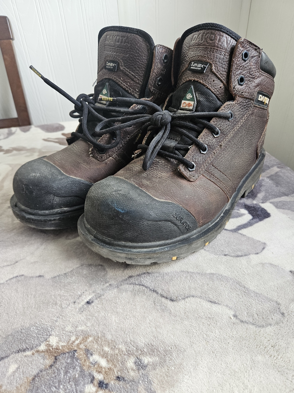 Men’s DAKOTA Brown Leather Work Boots - Steel Toe Size 9.5